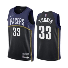 Dres Indiana Pacers Myles Turner 33 Black Nike 2022-23 City Edition Navy Swingman